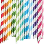 Paper Straw Warna  Warni 6 mm Garis Merah