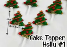 Topper CAKE TOPPER CHRISTMAS - HOLLY#1 @5pc 1 ~item/2024/1/19/170752