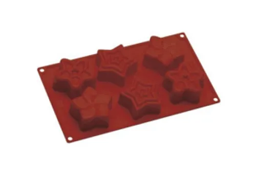 Mold FORMAFLEX 175 x 300 mm multiportion silicone mould - 6 star indents Ř 82 x h 37 mm, vol. 110 ml 1 ~item/2024/1/23/fr067rsas