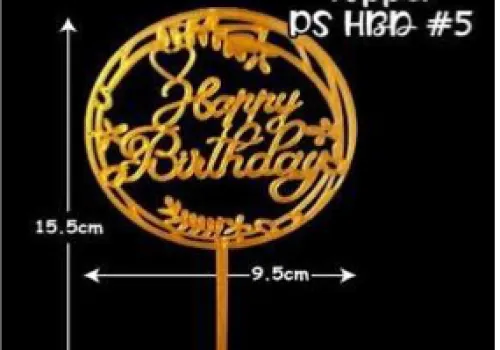 Topper Cake Topper HBD Plastic #5 1 ~item/2024/1/25/top_5