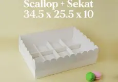 Cake Box DIGIPACK - Scallop White Cake Box 34.5 x 25.5 x 10 + SEKAT @10pcs 1 ~item/2024/2/7/r_sl_sccb_w_34_5x25_5x10